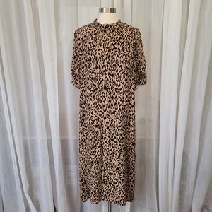Anthropologie Leopard Print Midi Dress Size Medium